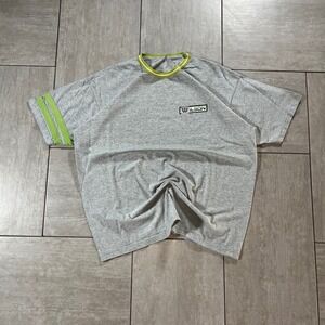 Wilson Mens Gray Lime Green Ringer Stripe Athletic T-Shirt 25x30.5